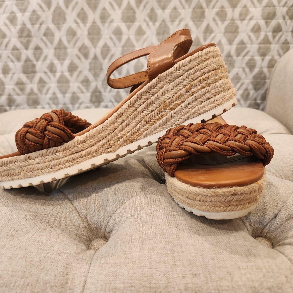 Brown Woven Platform Sandals